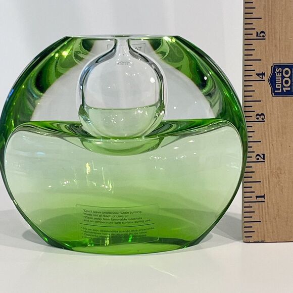 Vintage Tarnow Oil Scent Vase Emerald Green Crystal Glass Poland Double Sided - Picture 7 of 16